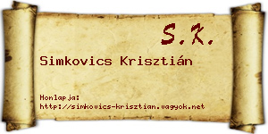 Simkovics Krisztián névjegykártya