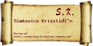 Simkovics Krisztián névjegykártya
